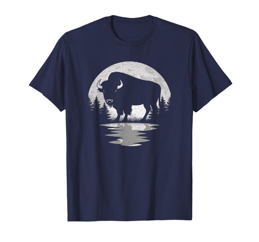 Bison Lover Moon Vintage Buffalo Men Women Kids T-Shirt