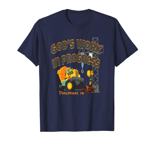 VBS 2020 Concrete Cranes Gods Work Under Construction Truck T-Shirt