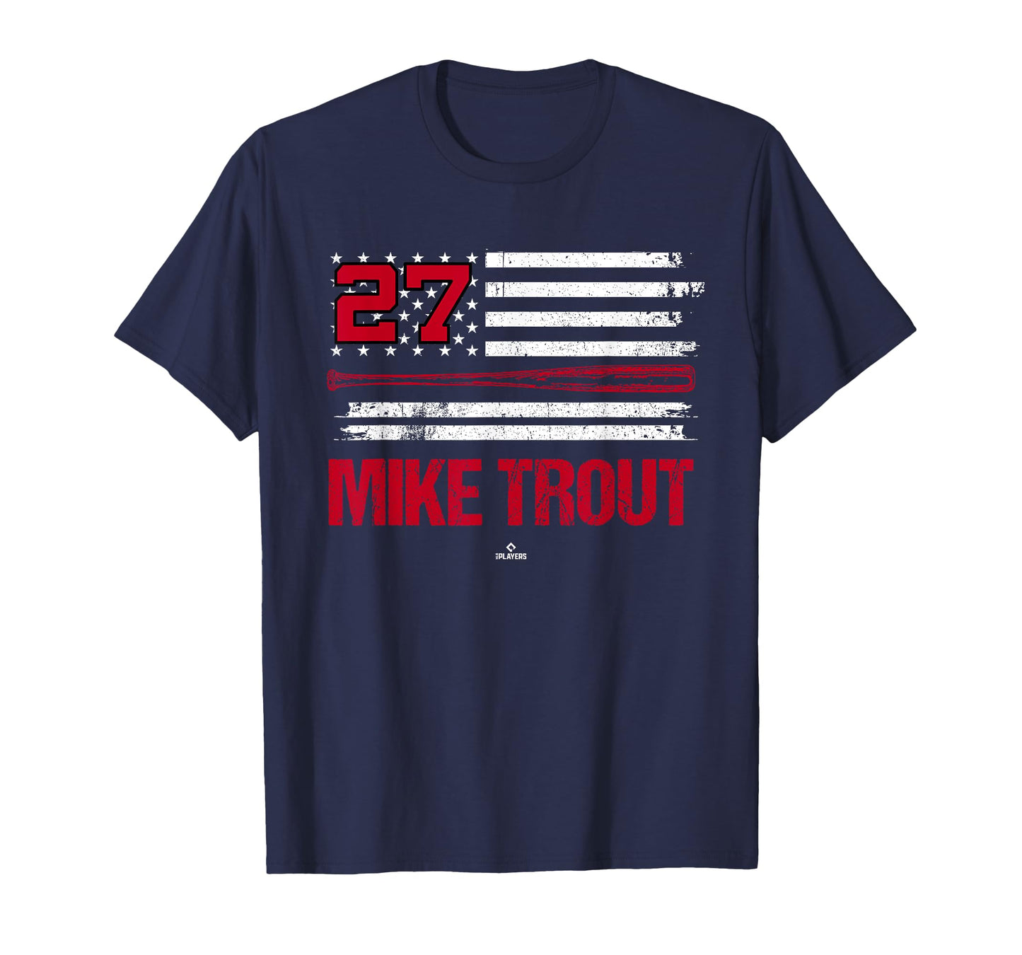 USA Flag Bat Mike Trout Los Angeles Baseball MLBPA T-Shirt