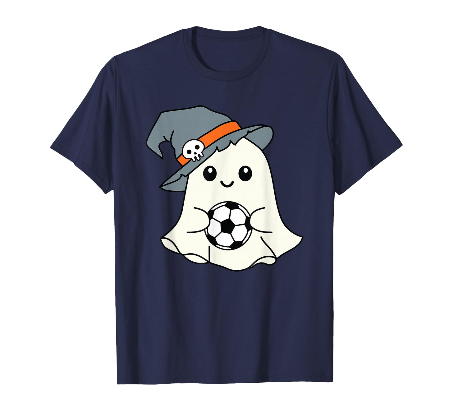 Cute Ghost Soccer Bro Witch Hat Funny Football Halloween T-Shirt