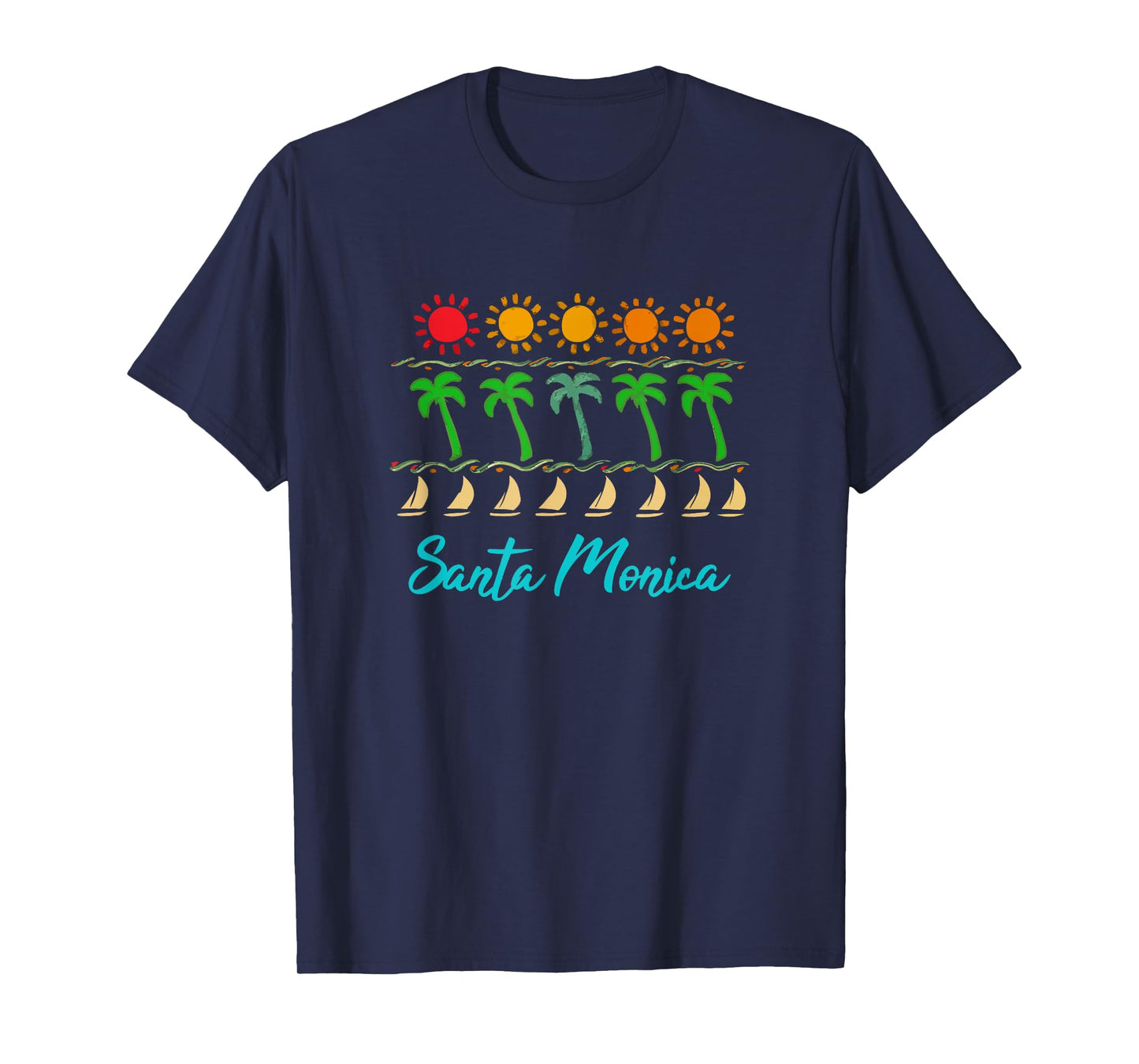 Santa Monica California Souvenirs Tropical Beach Graphic T-Shirt