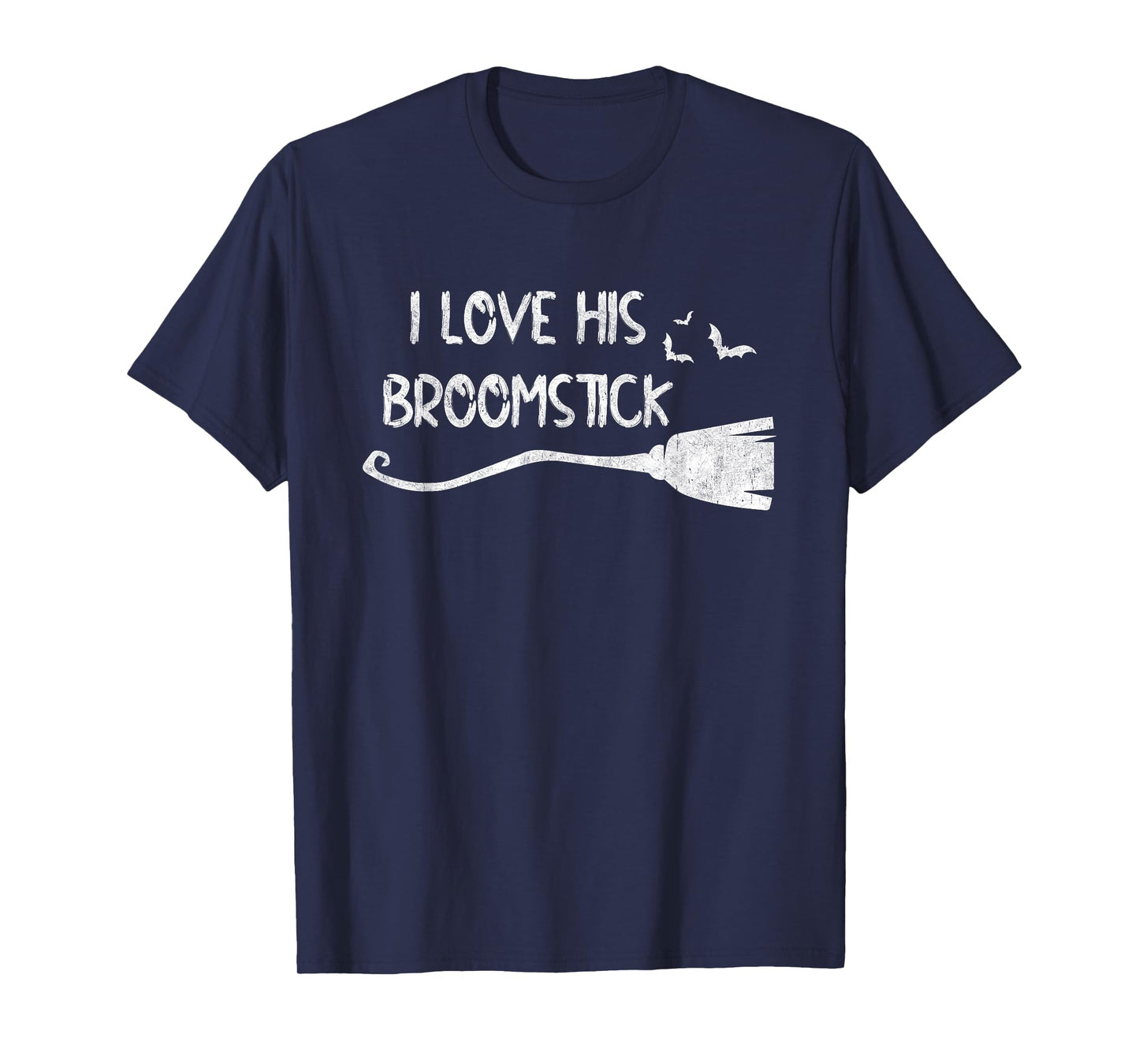 I Love His Broomstick Funny Halloween Witch Couple Matching T-Shirt