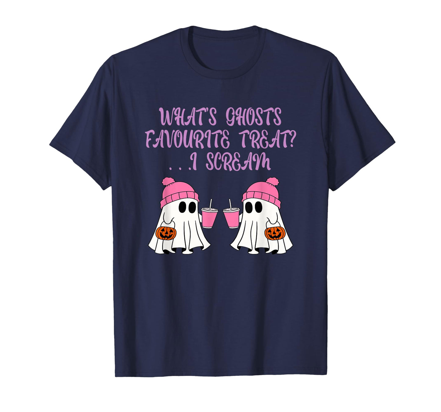 What's Ghost's Favourite Treat I Scream Cute Ghost Halloween T-Shirt