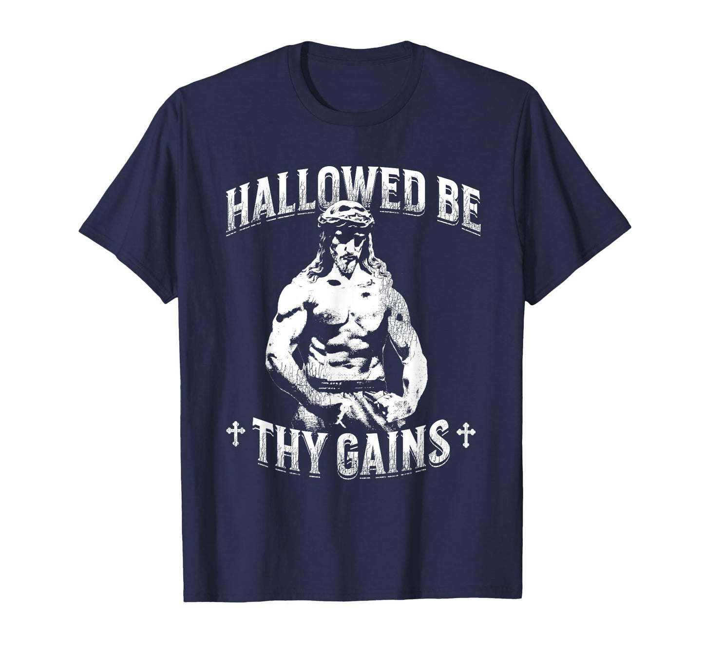 Funny Hallowed Be Thy Gains Fitness Vintage Jesus T-Shirt