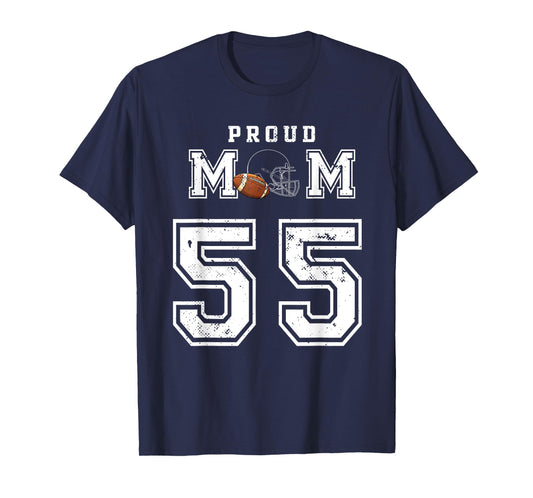 Custom Proud Football Mom Number 55 Personalized For Women T-Shirt