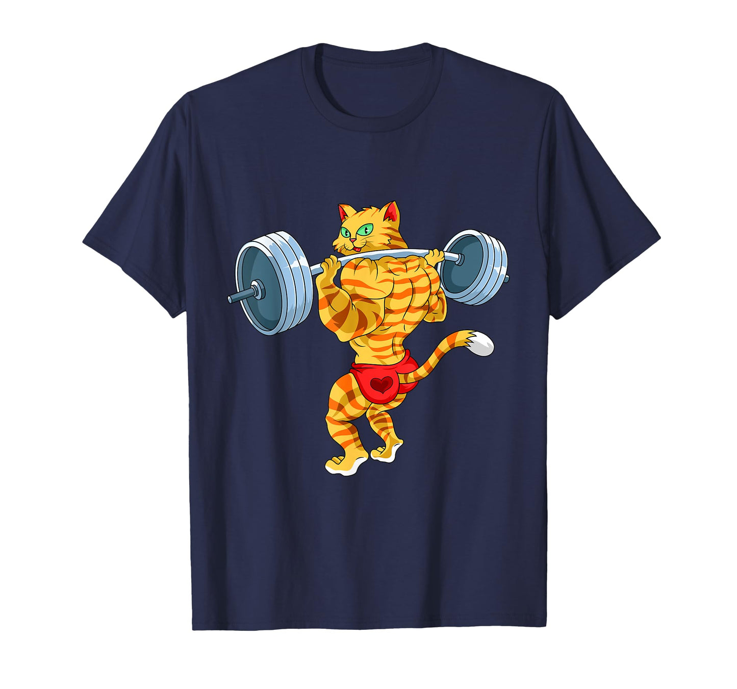 Weightlifing Barbell - Funny Workout Gym Weightlifting Cat T-Shirt for Men Women