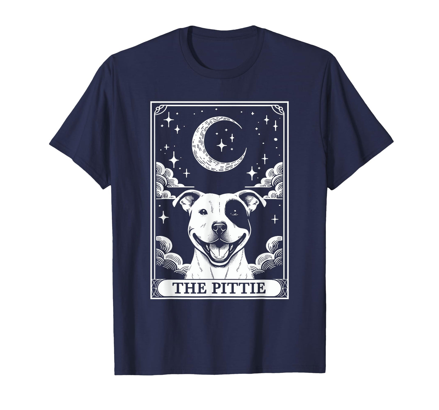 Tarot Card Vintage Crescent Moon Pit Bull Dog Pittie Mom T-Shirt for Men Women Kids