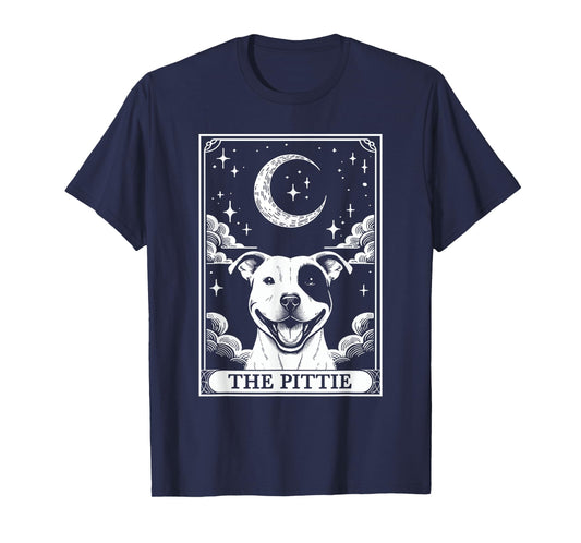 Tarot Card Vintage Crescent Moon Pit Bull Dog Pittie Mom T-Shirt for Men Women Kids