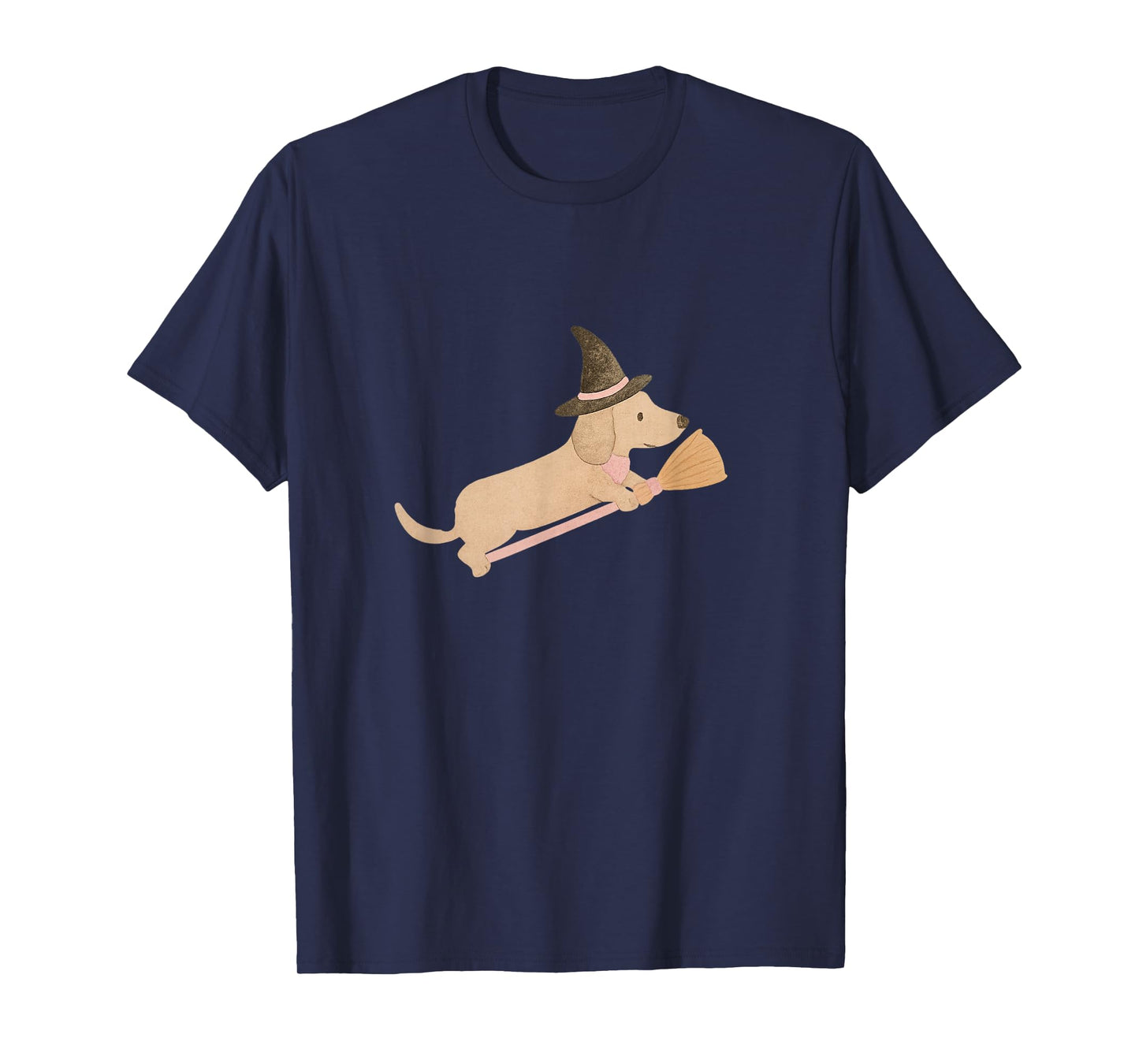 Pink Halloween Dachshund Flying Witch T-Shirt