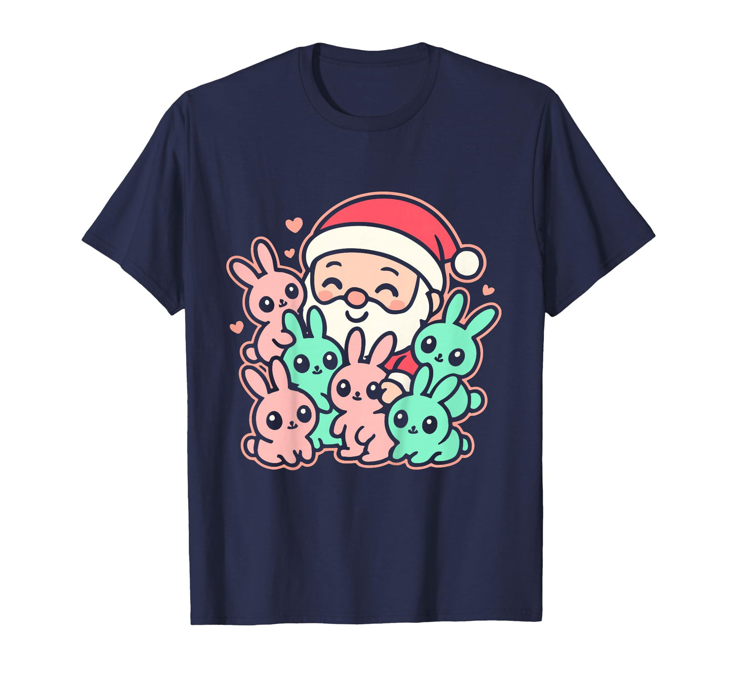 Kawaii Rabbit Christmas, Cute Bunny Rabbit Santa Claus T-Shirt