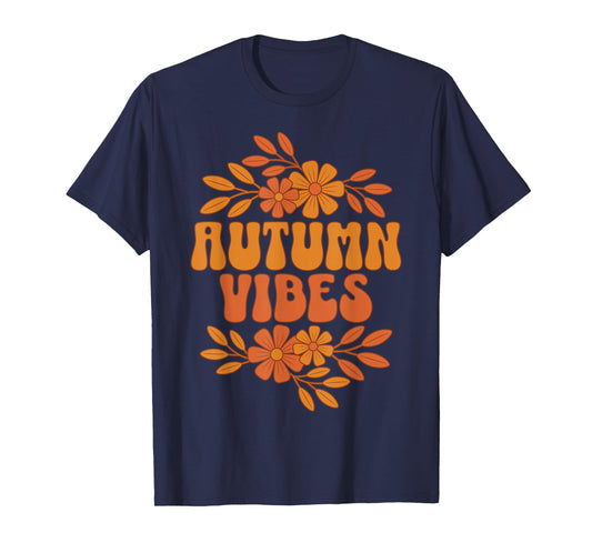 Autumn Vibes Women Men Kids Groovy Floral Retro Fall Graphic T-Shirt