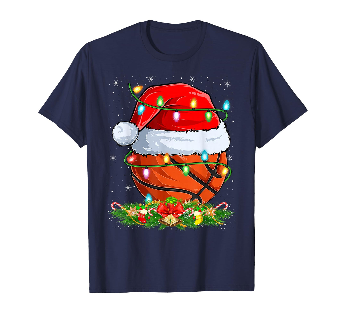 Basketball Christmas Lights Funny Basketball Player Xmas T-Shirt