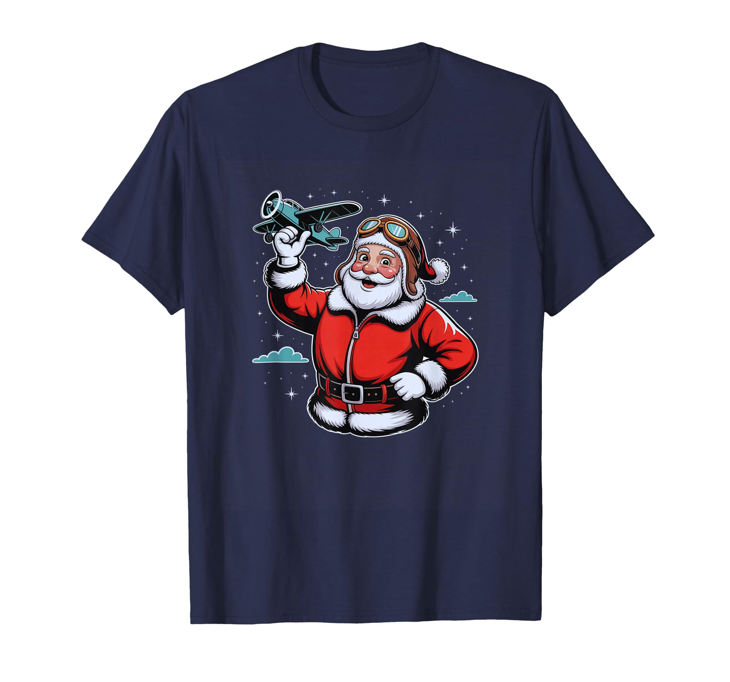 Pilot Christmas Funny Santa Claus Aviator Vintage Airplane T-Shirt
