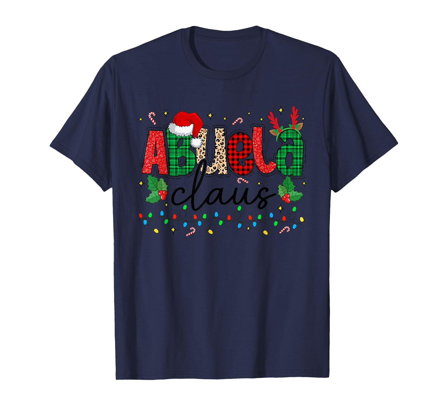 Abuela Claus Christmas Santa Hat Reindeer Grandma Grandkids T-Shirt