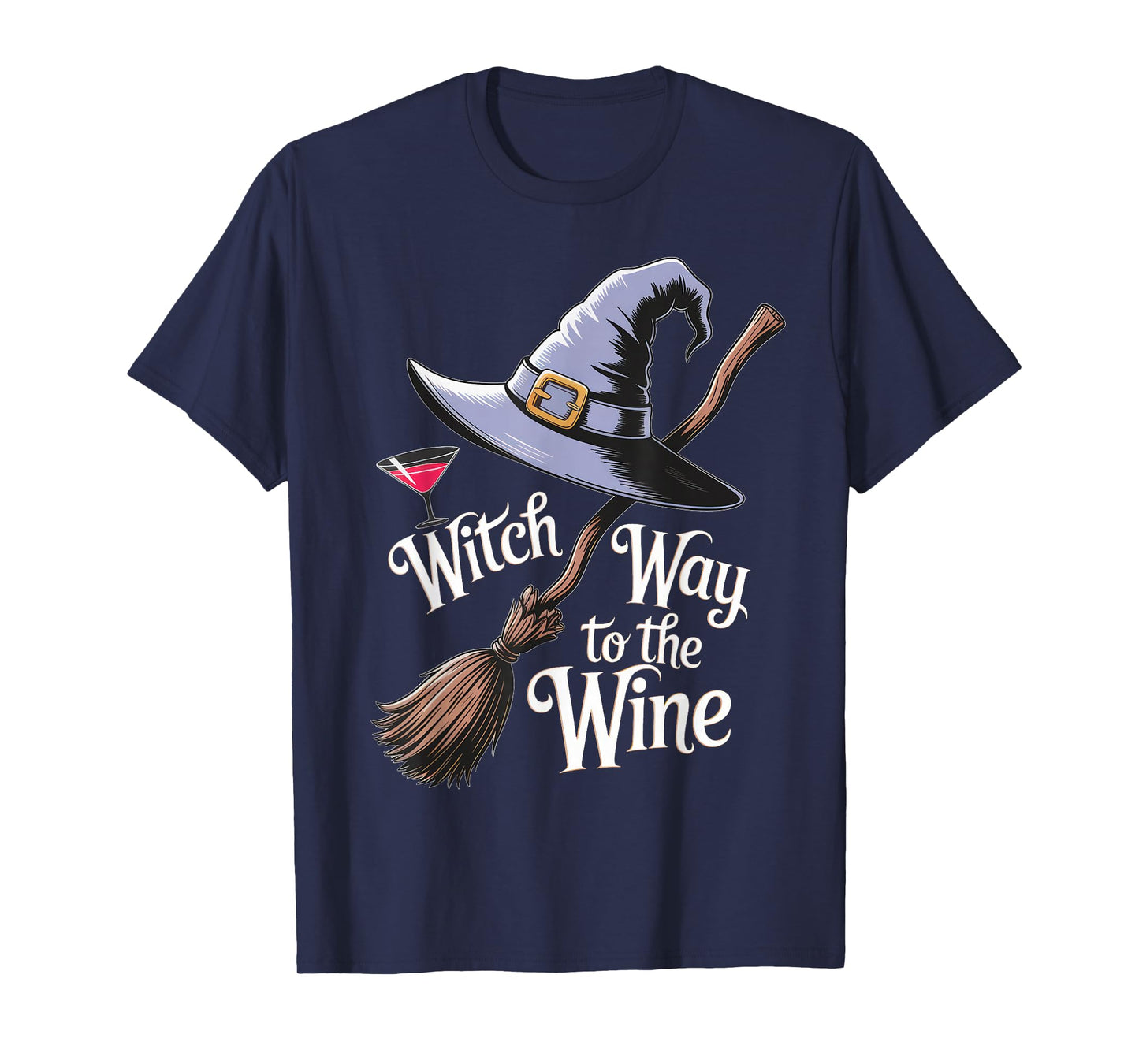 Witch Way to The Wine Funny Halloween Retro Drinking Spooky T-Shirt