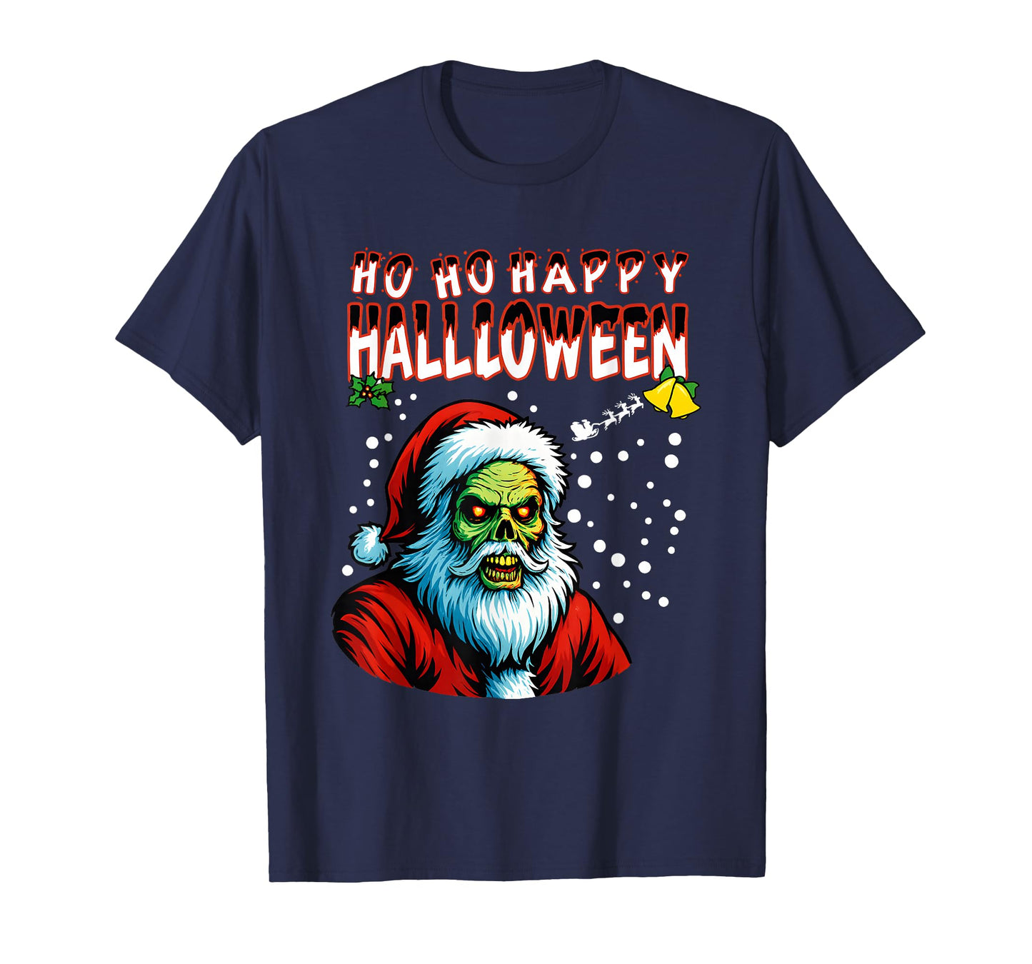 Zombie Ho Ho Happy Halloween Santa T-Shirt