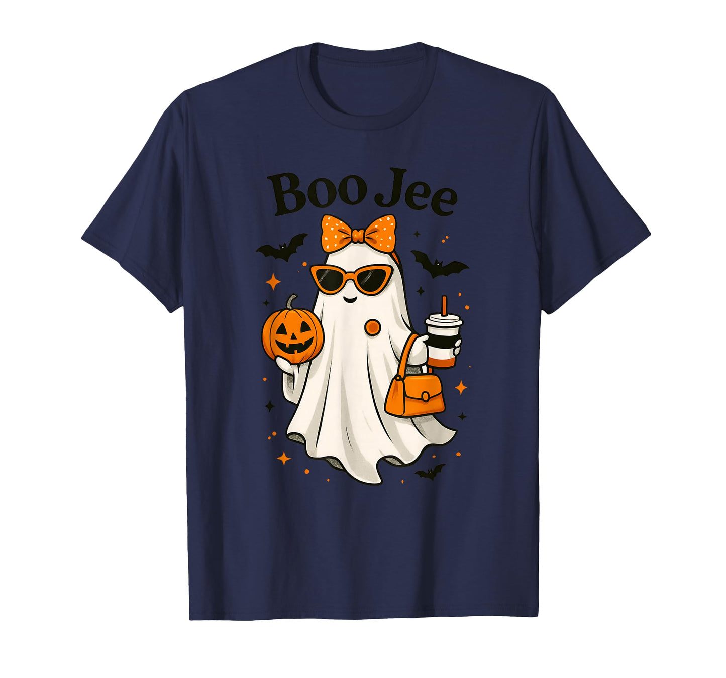 Coquette Leopard Ghost Coffee Boo-JEE Halloween Boujee T-Shirt
