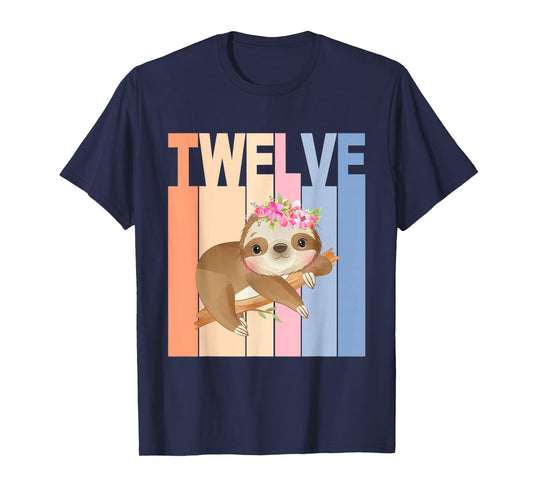 12 Year Old Cute Sloth Birthday Girl 12th Birthday Party T-Shirt