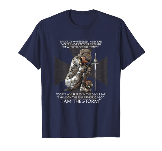 Distressed I Am The Storm Armor of God Christian Graphic T-Shirt
