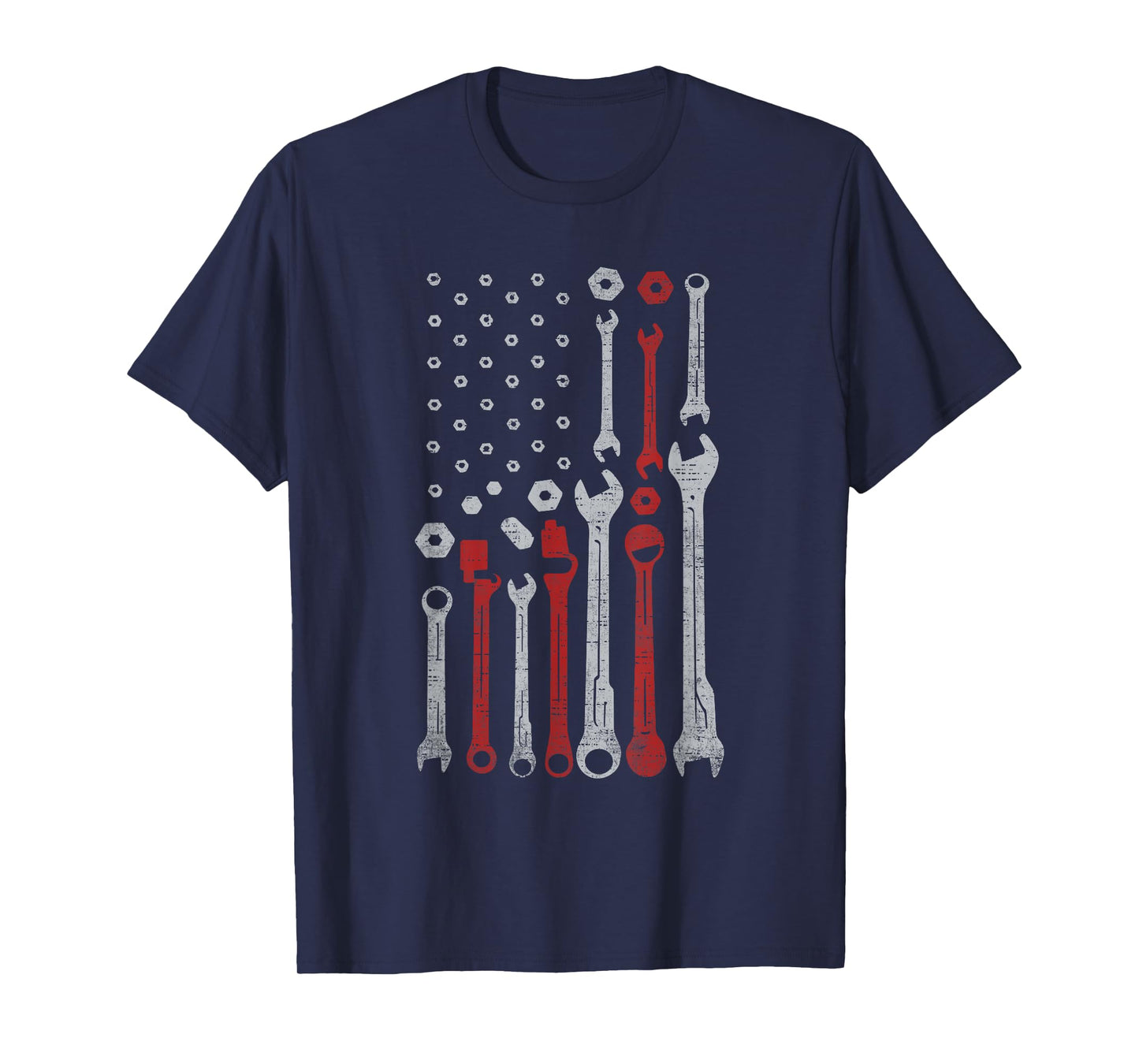 Vintage Mechanic Flag USA American Patriotic Flag Car Mens T-Shirt