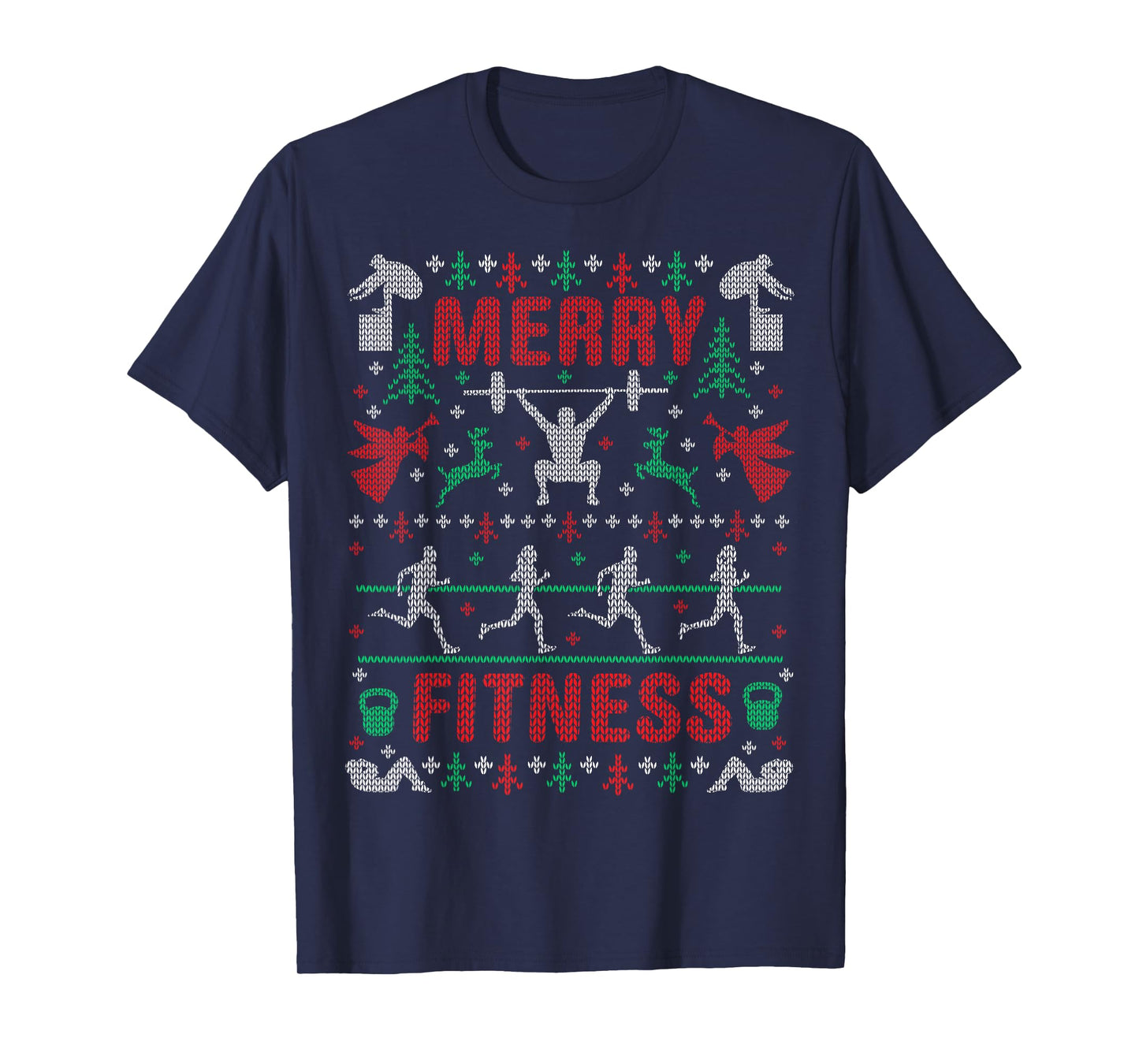 Merry Fitness Workout Ugly Christmas Sweater Party Gifts T-Shirt