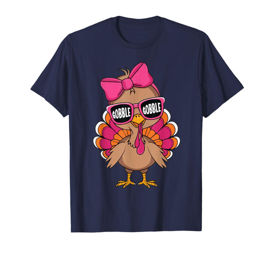 Gobble Turkey Day Happy Thanksgiving Toddlers Girls Kids T-Shirt