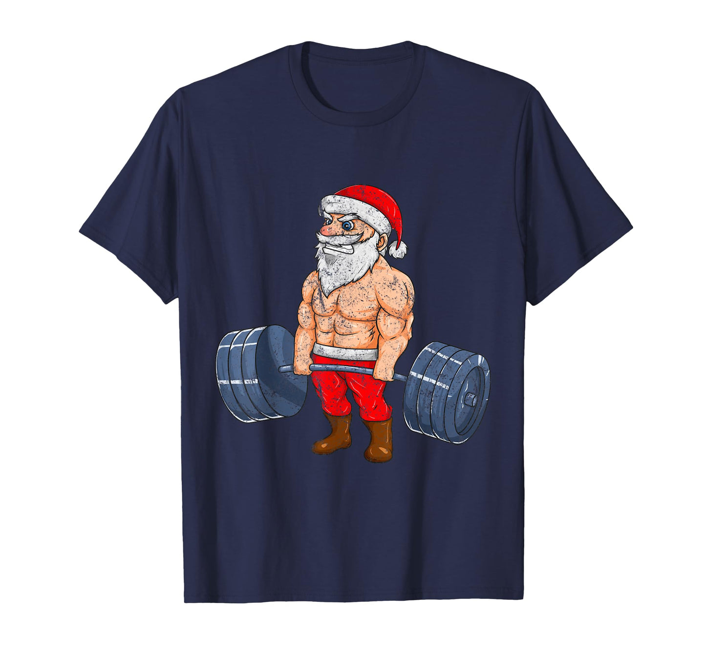 Vintage Santa Weightlifting Bodybuilder Muscle Fitness T-Shirt