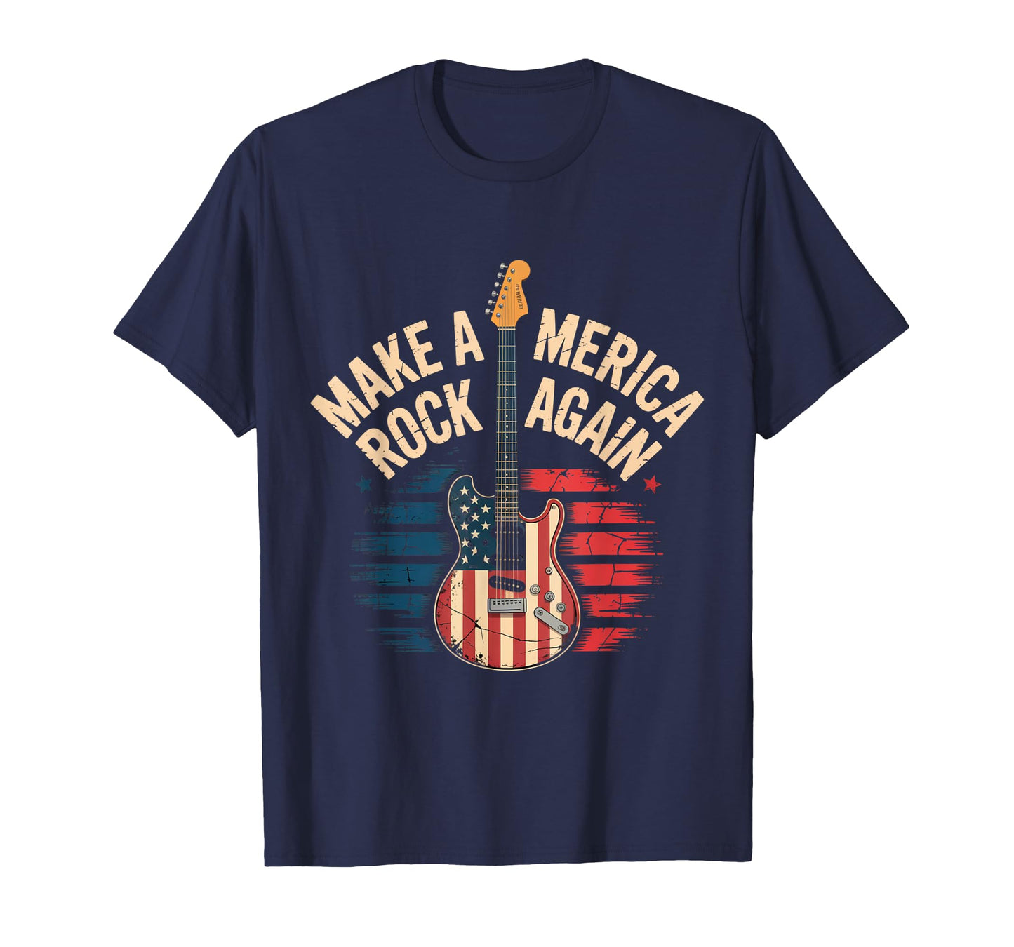 Make America Rock Again – Vintage Guitar Patriotic Design T-Shirt