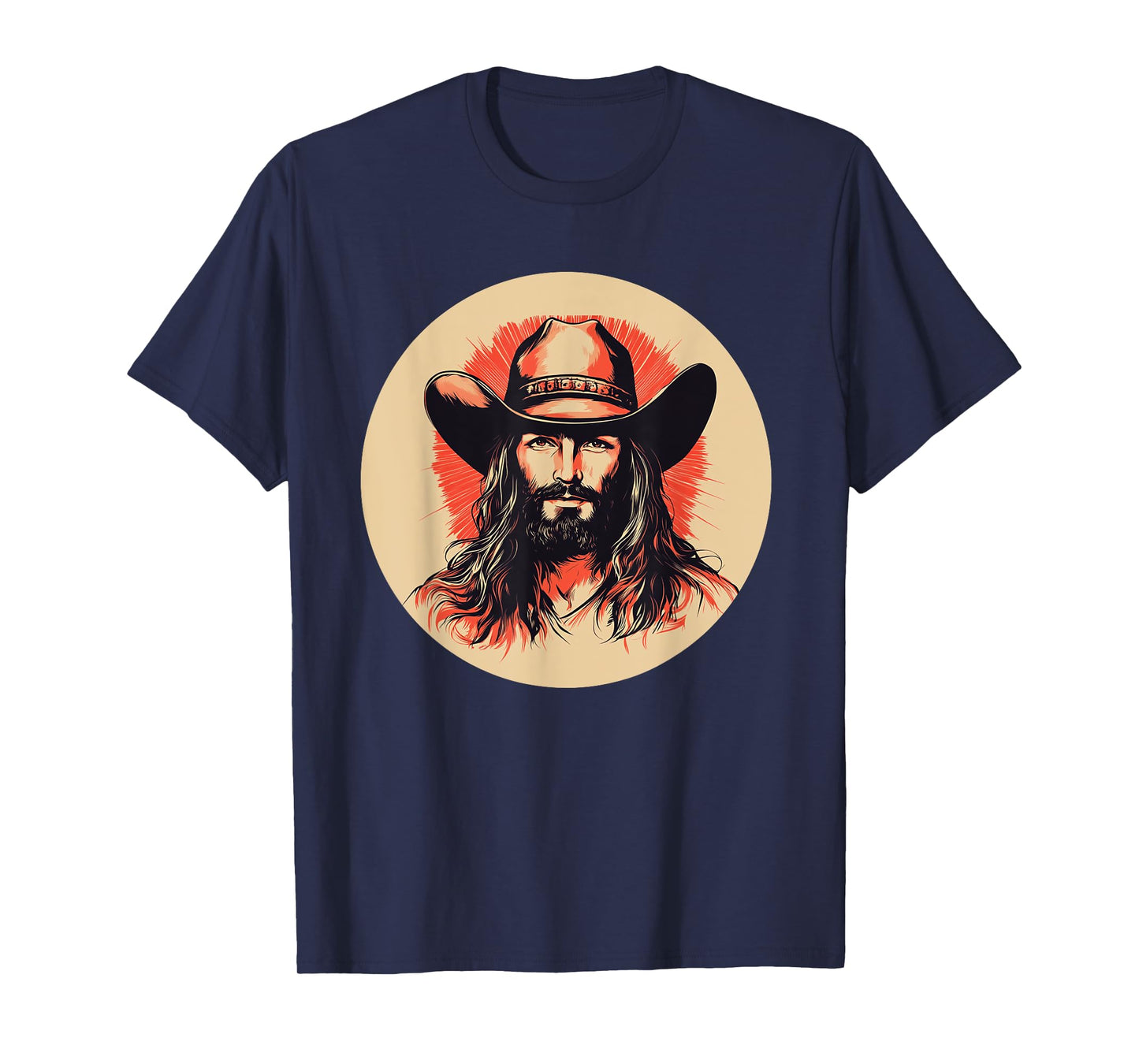 Nice Jesus Face with Cowboy Hat for Rodeo Fans T-Shirt