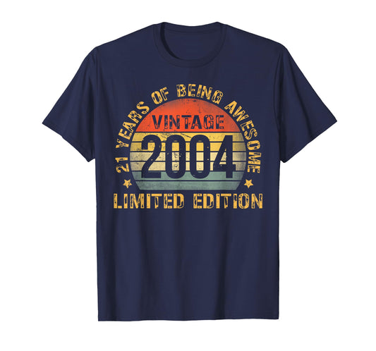 21 Year Old BDay Decorations Men Boy 21yr 2004 21st Birthday T-Shirt