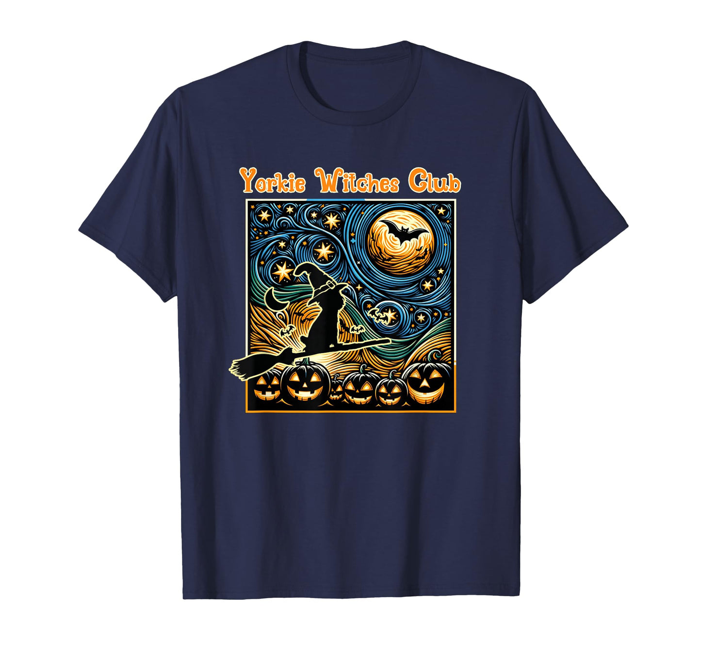 Yorkie Witches Club Funny Halloween Dog Witch T-Shirt