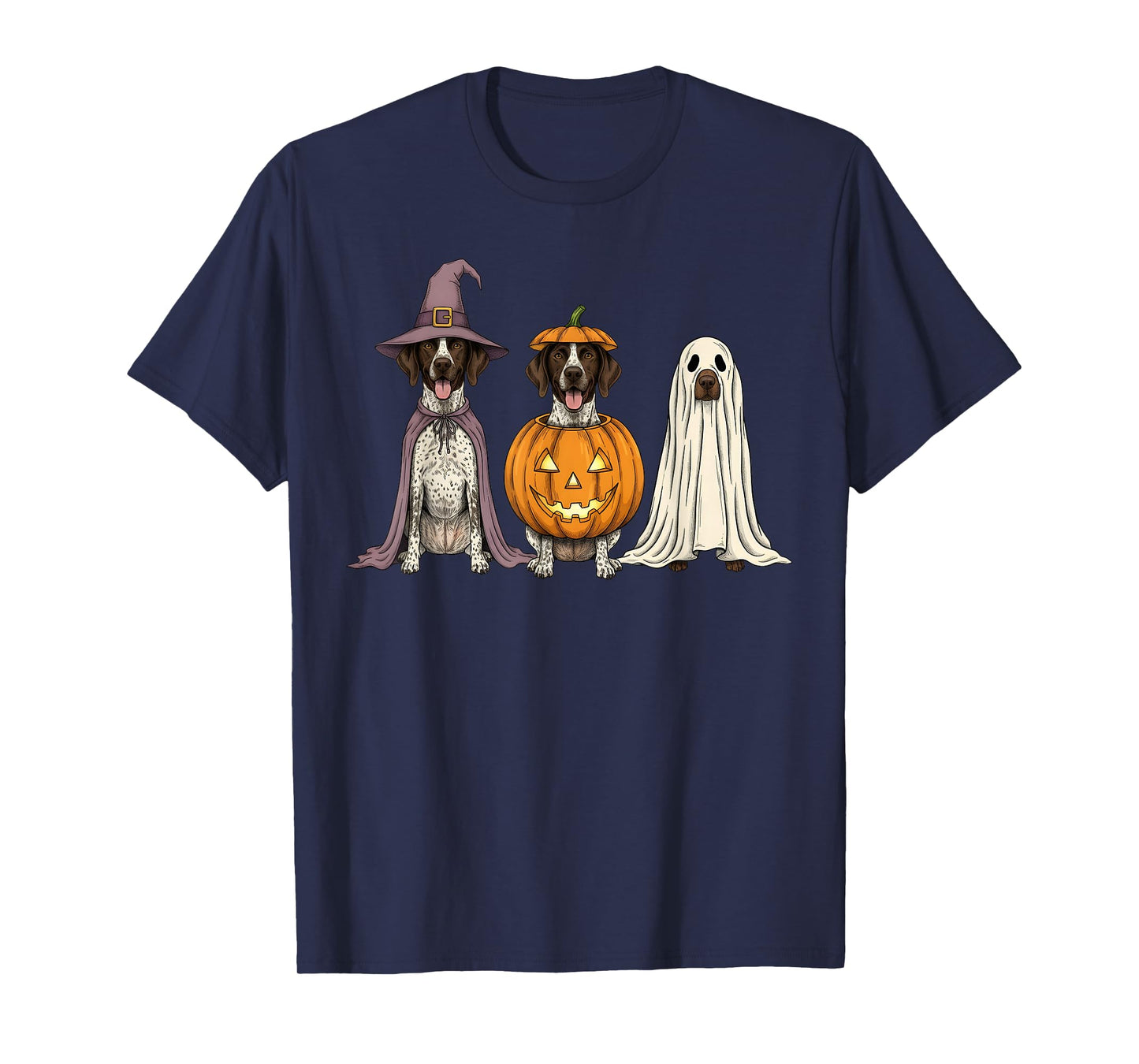 Spooky Ghost German Shorthaired Pointer Pumpkin Halloween T-Shirt