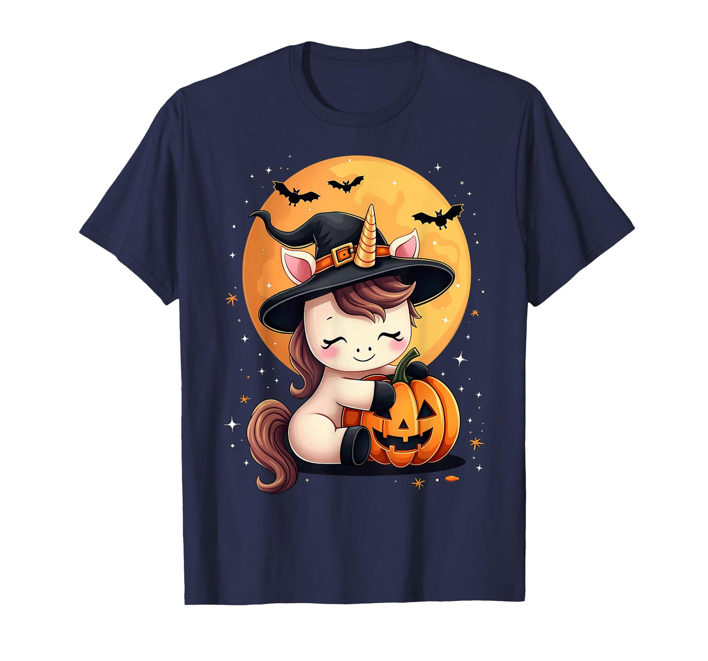 Halloween Unicorn Witch Hat Pumpkin Spooky T-Shirt