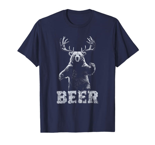 Vintage Bear Deer Hunter Funny Beer Drinker and Hunting T-Shirt