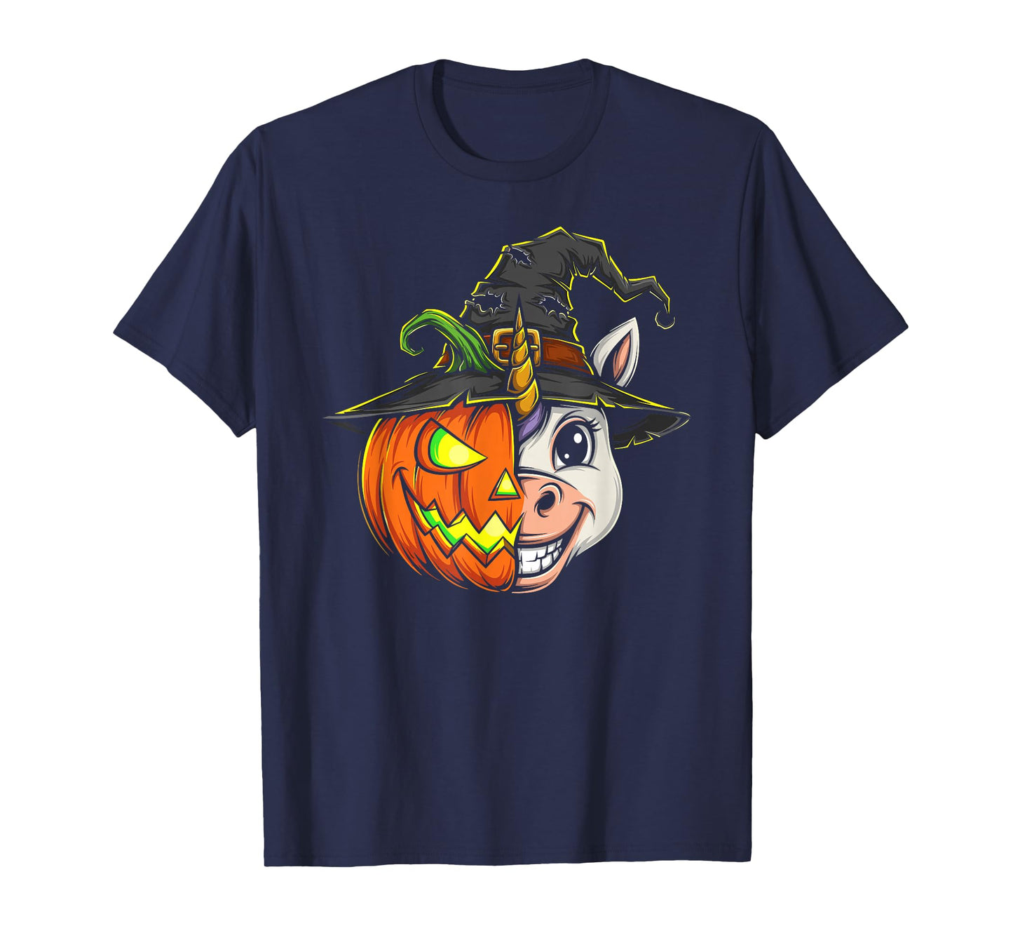 Unicorn Pumpkin Jack O Lantern Halloween Kids Mens Womens T-Shirt