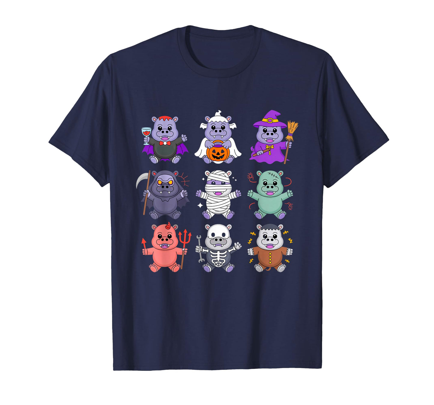 Hippo Ghost Witch Zombie Mummy Halloween Costume T-Shirt