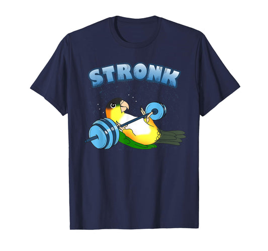 Stronk Parrot Gym workout Black headed Caique Birb memes T-Shirt