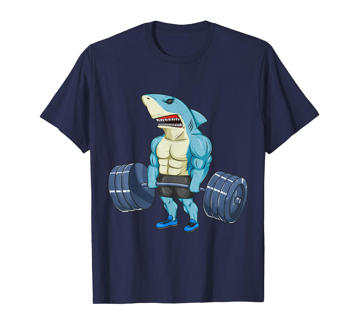 Funny Shark Weightlifting Bodybuilder Muscle Fitness T-Shirt