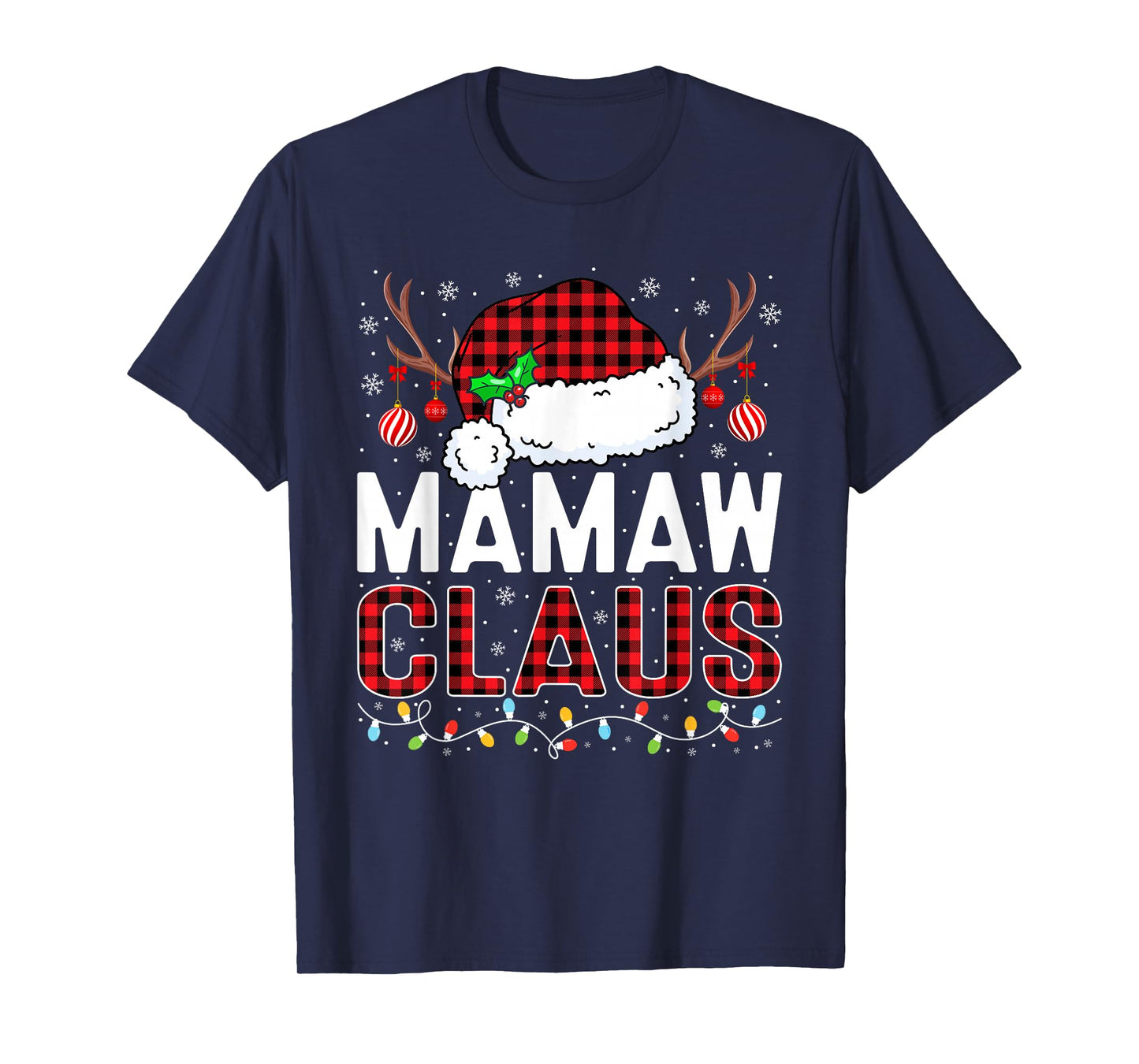 Christmas Lights Mamaw Claus Family Matching Xmas Pajama T-Shirt