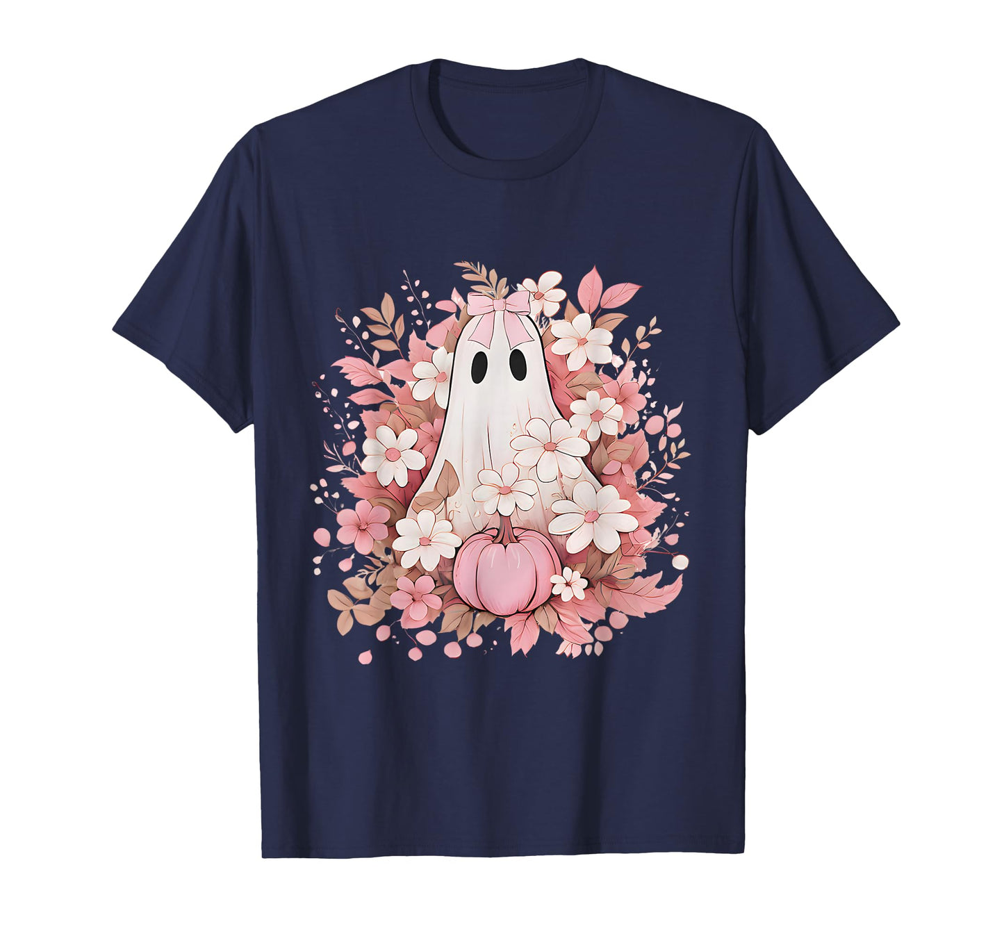 Halloween Shirt Floral Ghost Halloween Costume Girls Women T-Shirt