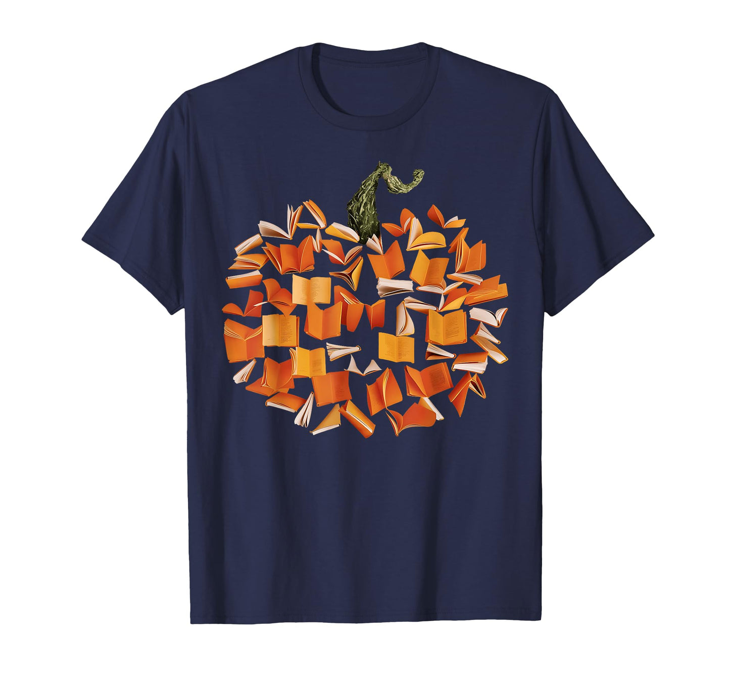 Vintage Book Pumpkin Autumn Fall Librarians Bookworm Teacher T-Shirt