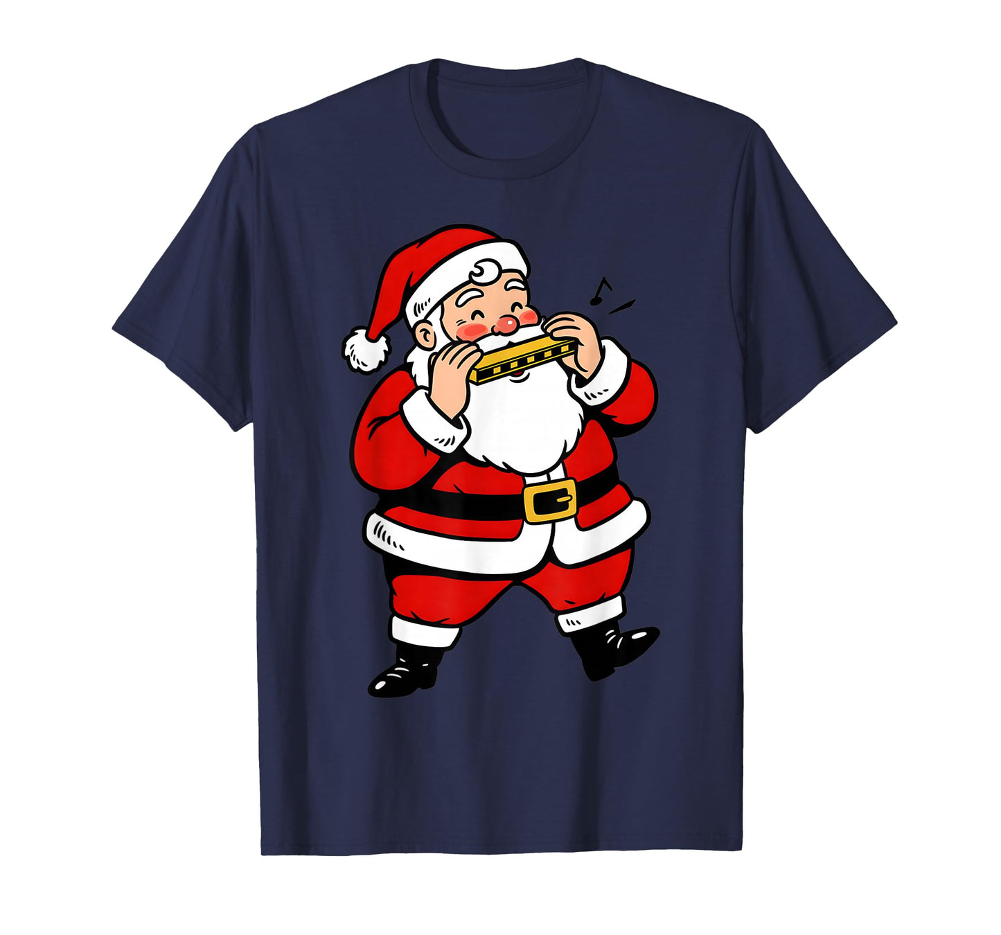 Christmas Harmonica Player Cute Santa Xmas Boys Men Kids T-Shirt