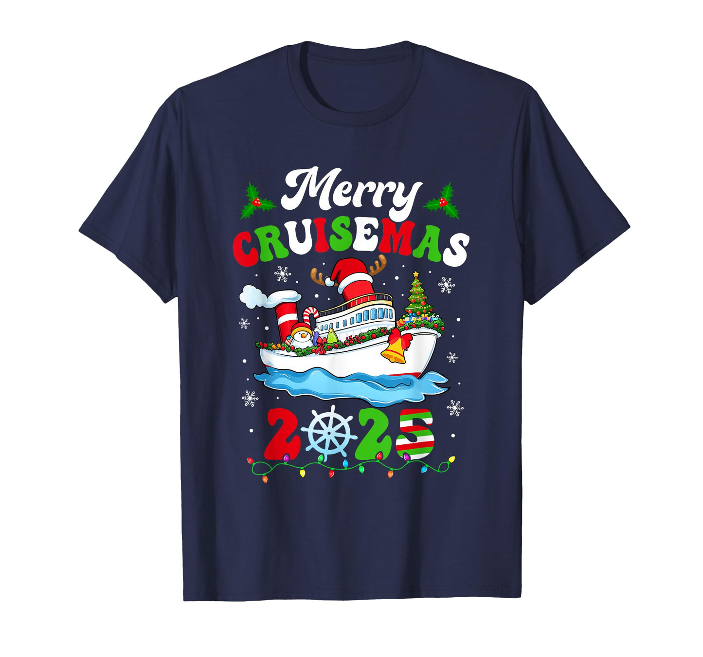 Merry Cruisemas 2025 Christmas Cruise Ship Santa Reindeer T-Shirt