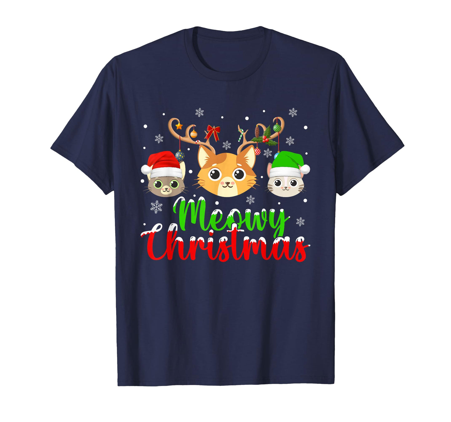 Cat Meowy Christmas Pajamas Funny Cat Lover Christmas Family T-Shirt