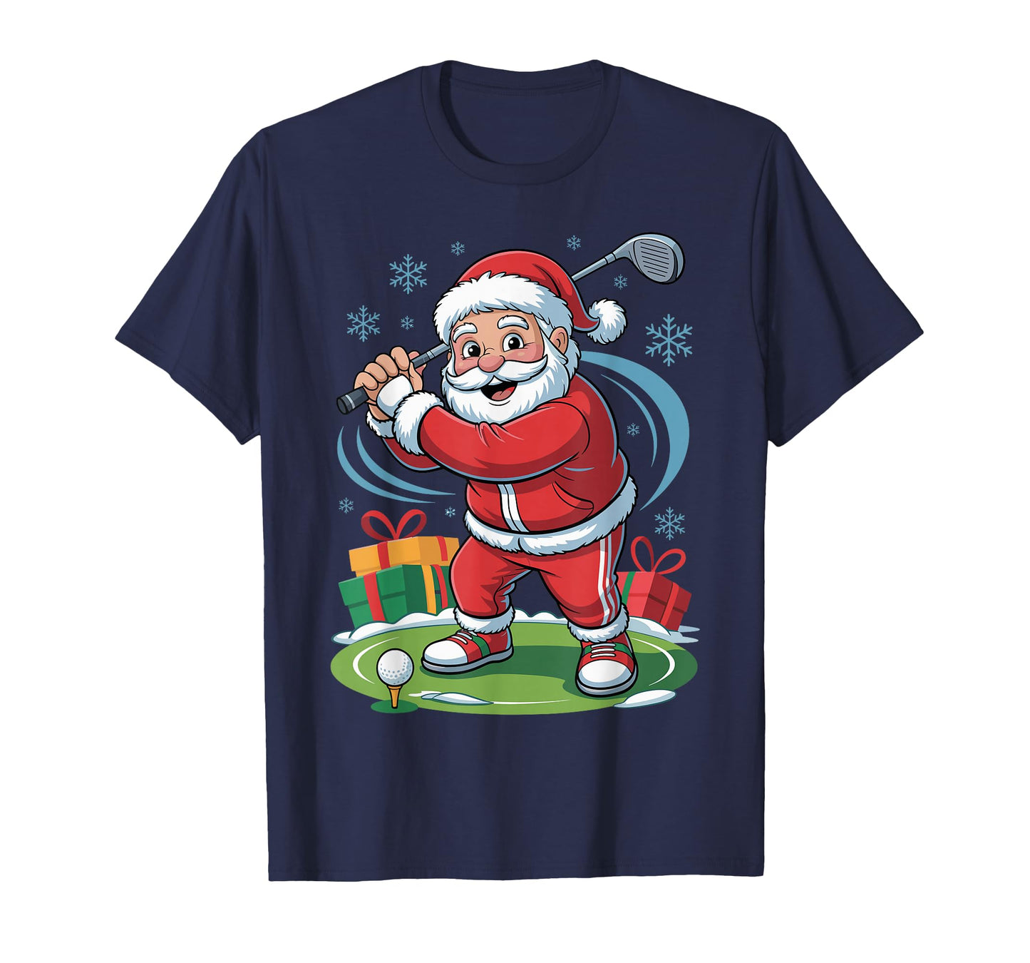 Santa Playing Golf Funny Holiday Christmas Xmas Pajama T-Shirt