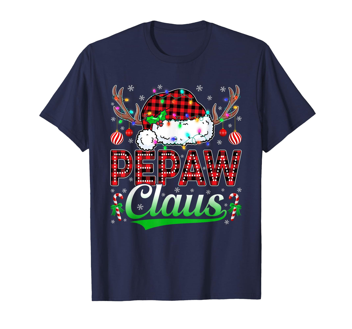 Pepaw Claus Christmas Lights Matching Family Xmas Pajama T-Shirt