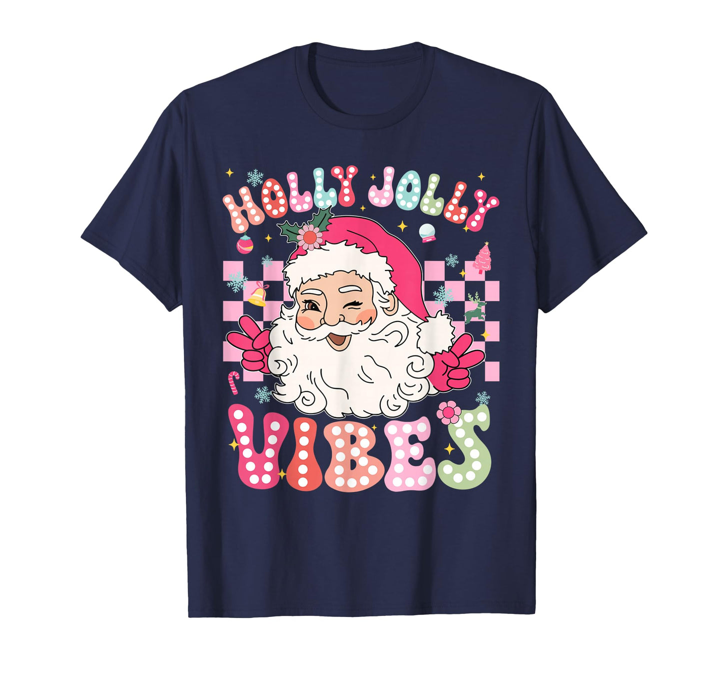 Groovy Cute Santa Claus Christmas Vibes Xmas Girls Womens T-Shirt