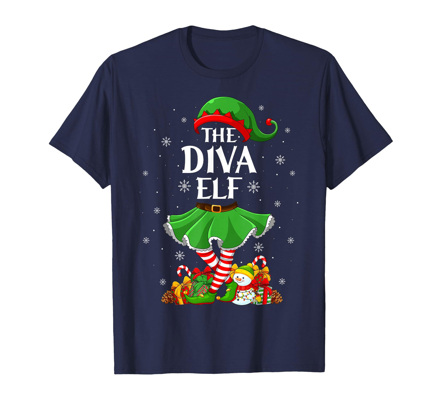 Diva Elf Christmas Family Elf Squad Xmas Girls Women T-Shirt