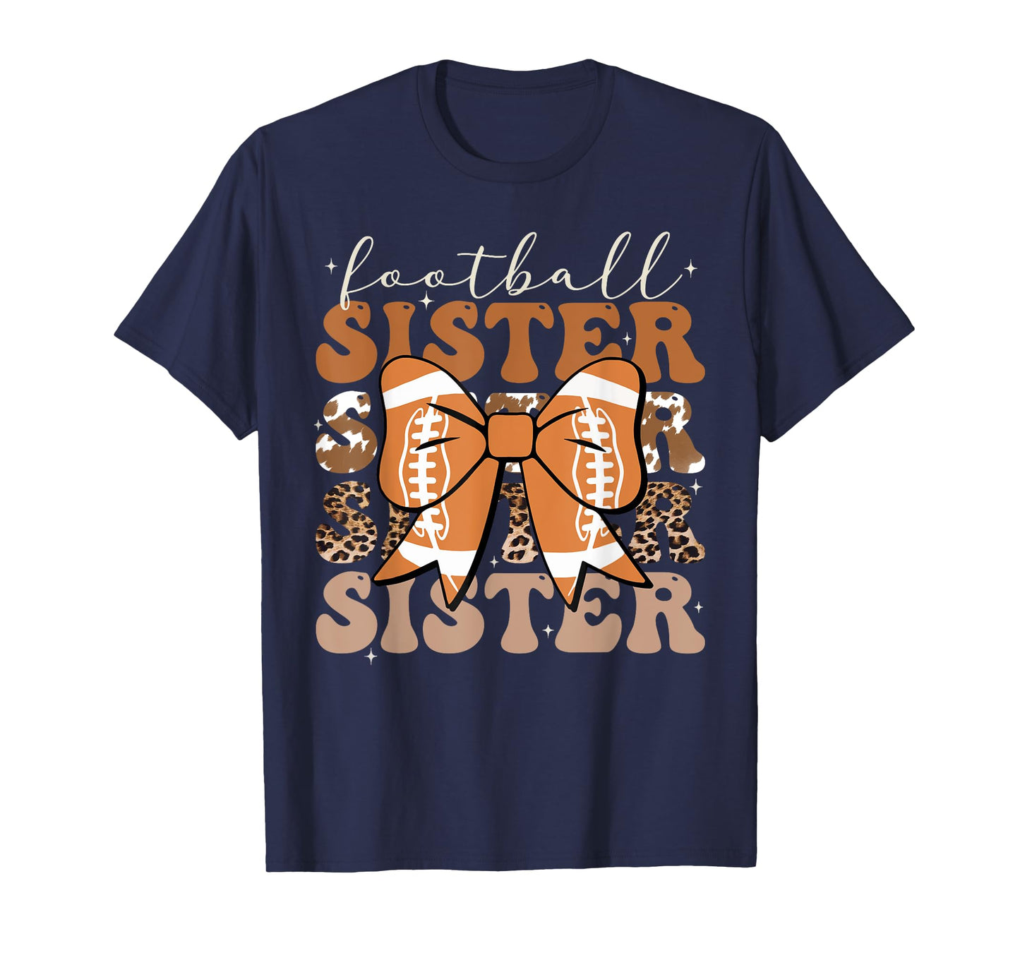 Football Sister Shirt Vintage Football Sis Coquette Bow T-Shirt