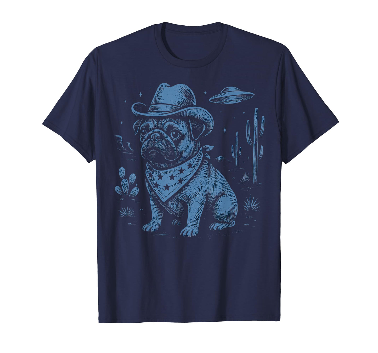 Pug Cowboy UFO T-Shirt